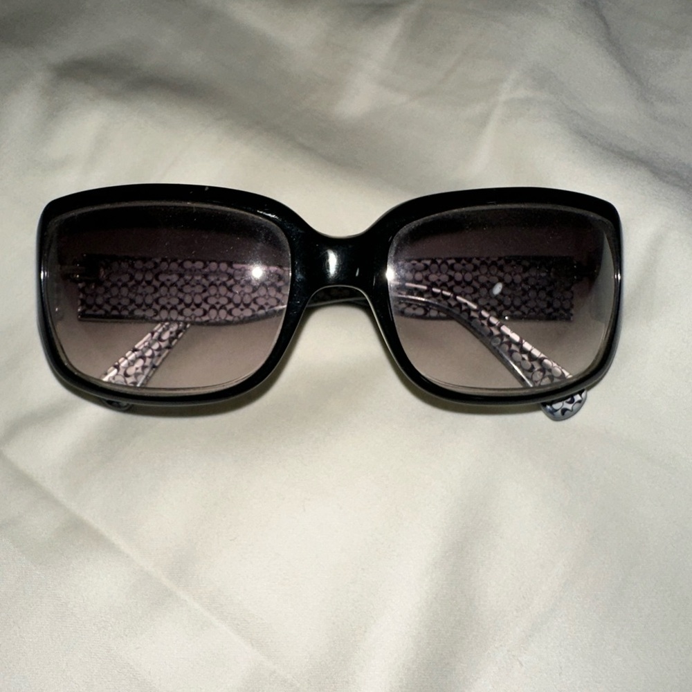 Coach Black Sunglasses with Patterned Arms